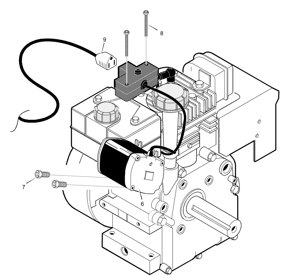 Electric Start Assembly Diagram and Parts List for 627804X89D 2002 Briggs and Stratton Snow Blower